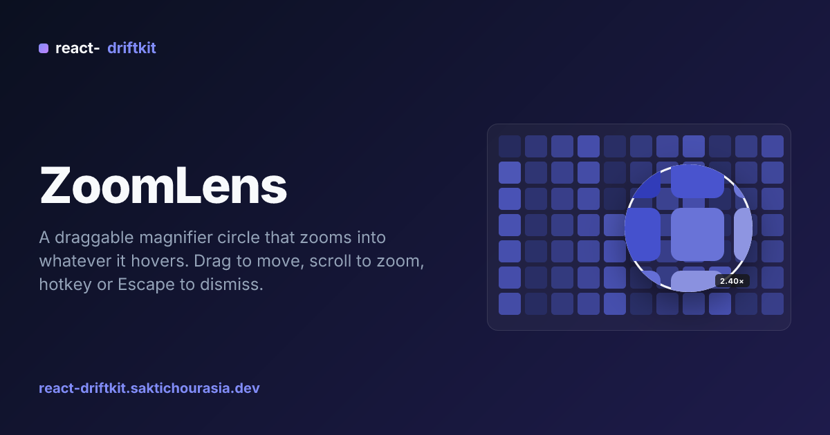 ZoomLens — React Image Magnifier & Zoom Lens Component | react-driftkit